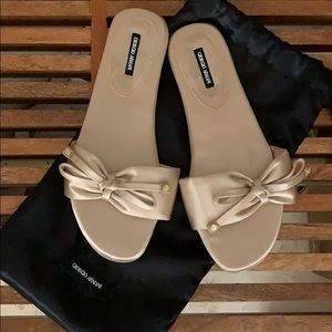 Giorgio Armani Satin & Leather Flats